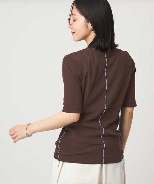 green label relaxing(グリーンレーベルリラクシング)の「【WEB限定】<at ease>シアーテレコ バイカラー カットソー(Tシャツ/カットソー・レディース・ブラック/ホワイト/ダークブラウン・FREE)」の8枚目の写真
