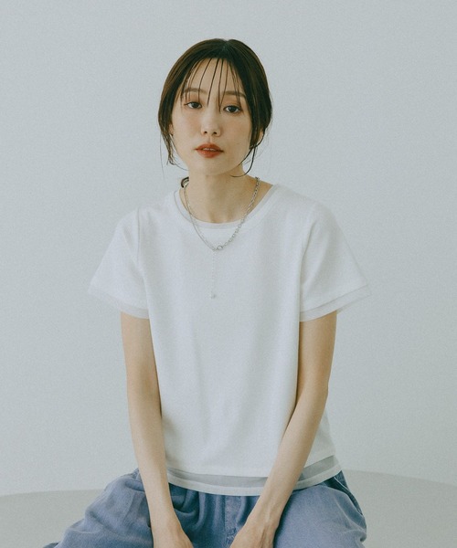GLOBAL WORK（グローバルワーク）の「フェイクレイヤードT半袖/684021（Tシャツ/カットソー・レディース・チャコールグレー/ライトブルー/ブラック/ホワイト・LARGE/MEDIUM）」の10枚目の写真