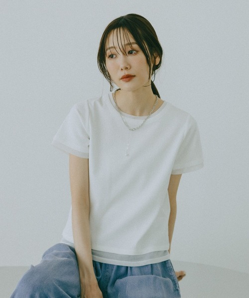 GLOBAL WORK（グローバルワーク）の「フェイクレイヤードT半袖/684021（Tシャツ/カットソー・レディース・チャコールグレー/ライトブルー/ブラック/ホワイト・LARGE/MEDIUM）」の11枚目の写真