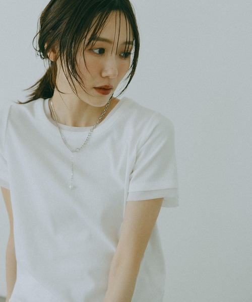 GLOBAL WORK（グローバルワーク）の「フェイクレイヤードT半袖/684021（Tシャツ/カットソー・レディース・チャコールグレー/ライトブルー/ブラック/ホワイト・LARGE/MEDIUM）」の12枚目の写真