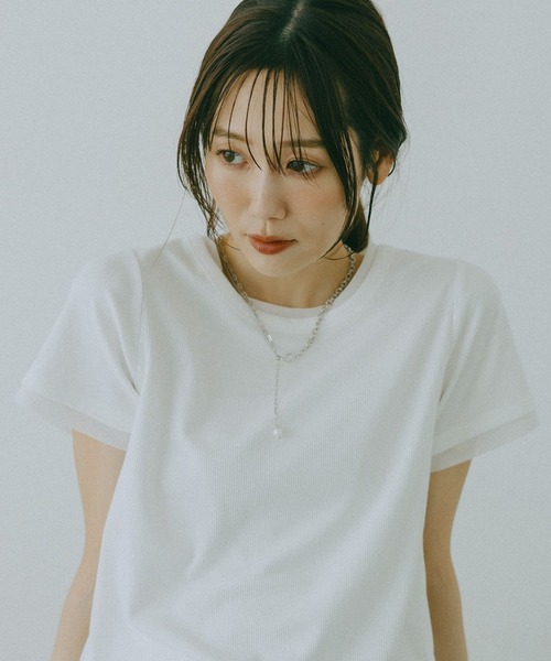 GLOBAL WORK（グローバルワーク）の「フェイクレイヤードT半袖/684021（Tシャツ/カットソー・レディース・チャコールグレー/ライトブルー/ブラック/ホワイト・LARGE/MEDIUM）」の13枚目の写真