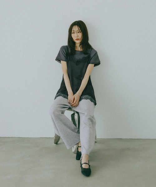 GLOBAL WORK（グローバルワーク）の「フェイクレイヤードT半袖/684021（Tシャツ/カットソー・レディース・チャコールグレー/ライトブルー/ブラック/ホワイト・LARGE/MEDIUM）」の15枚目の写真