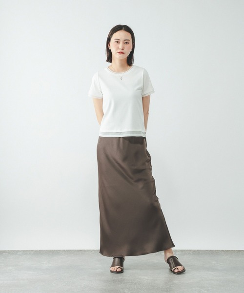 GLOBAL WORK（グローバルワーク）の「フェイクレイヤードT半袖/684021（Tシャツ/カットソー・レディース・チャコールグレー/ライトブルー/ブラック/ホワイト・LARGE/MEDIUM）」の21枚目の写真
