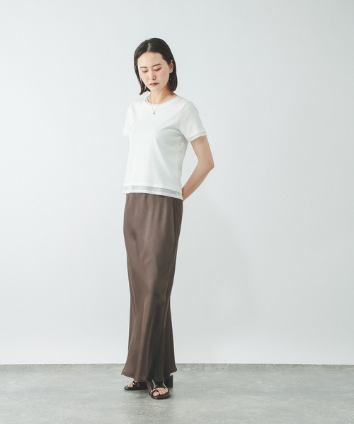 GLOBAL WORK（グローバルワーク）の「フェイクレイヤードT半袖/684021（Tシャツ/カットソー・レディース・チャコールグレー/ライトブルー/ブラック/ホワイト・LARGE/MEDIUM）」の22枚目の写真