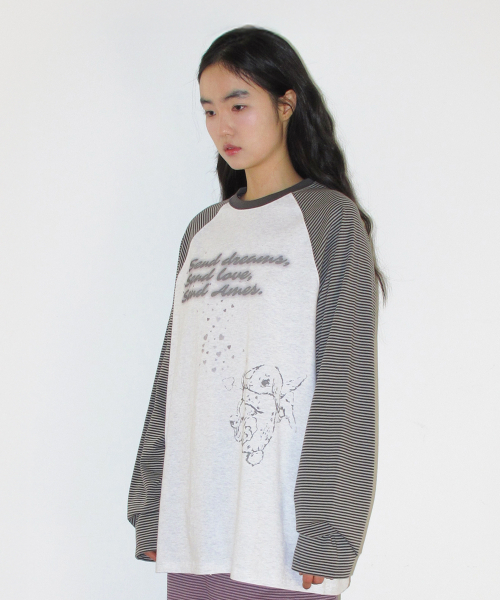 AMESWORLDWIDE(アメスワールドワイド)の「CUPID RABBIT STRIPE RAGLAN LS TEE GREY(Tシャツ/カットソー・レディース・その他・SMALL/LARGE/MEDIUM)」の5枚目の写真