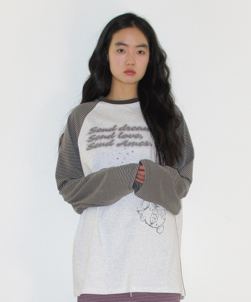AMESWORLDWIDE(アメスワールドワイド)の「CUPID RABBIT STRIPE RAGLAN LS TEE GREY(Tシャツ/カットソー・レディース・その他・SMALL/LARGE/MEDIUM)」の7枚目の写真