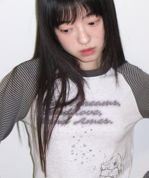 AMESWORLDWIDE(アメスワールドワイド)の「CUPID RABBIT STRIPE RAGLAN LS TEE GREY(Tシャツ/カットソー・レディース・その他・SMALL/LARGE/MEDIUM)」の8枚目の写真