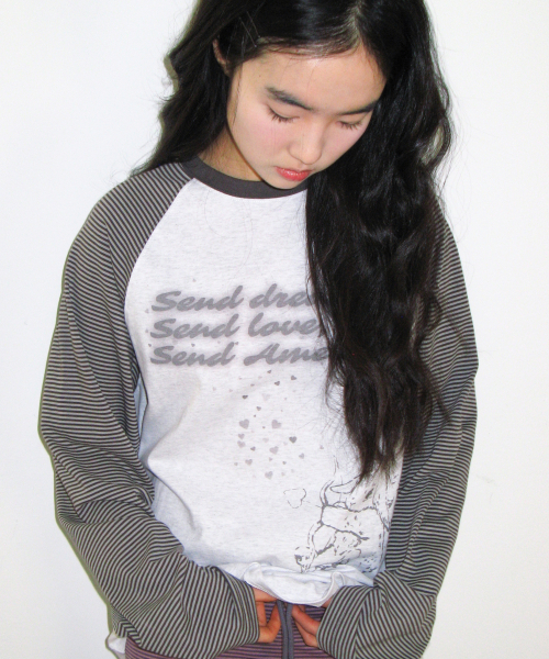 AMESWORLDWIDE(アメスワールドワイド)の「CUPID RABBIT STRIPE RAGLAN LS TEE GREY(Tシャツ/カットソー・レディース・その他・SMALL/LARGE/MEDIUM)」の9枚目の写真