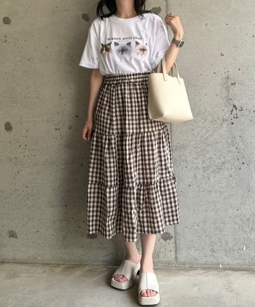 tunee(チュニー)の「ガーリーCATデザイン半袖Tシャツ(hsyd)(Tシャツ/カットソー・レディース・ホワイト・LARGE)」の2枚目の写真