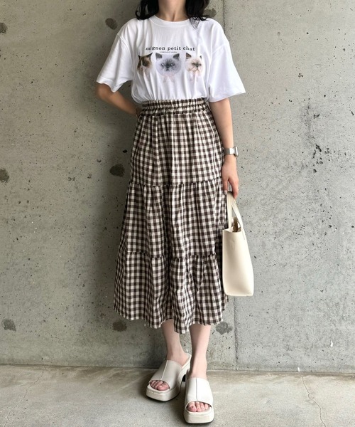 tunee(チュニー)の「ガーリーCATデザイン半袖Tシャツ(hsyd)(Tシャツ/カットソー・レディース・ホワイト・LARGE)」の5枚目の写真