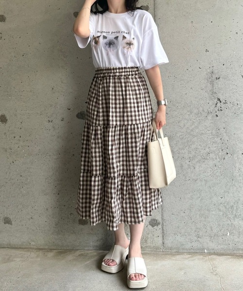 tunee(チュニー)の「ガーリーCATデザイン半袖Tシャツ(hsyd)(Tシャツ/カットソー・レディース・ホワイト・LARGE)」の6枚目の写真