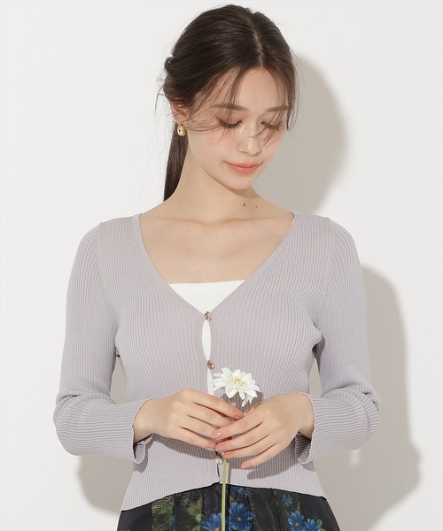 WILLSELECTION(ウィルセレクション)の「UVカットVネックリブカーディガン(カーディガン/ボレロ・レディース・ラベンダー/オフホワイト/ブラック/グリーン・FREE)」の5枚目の写真