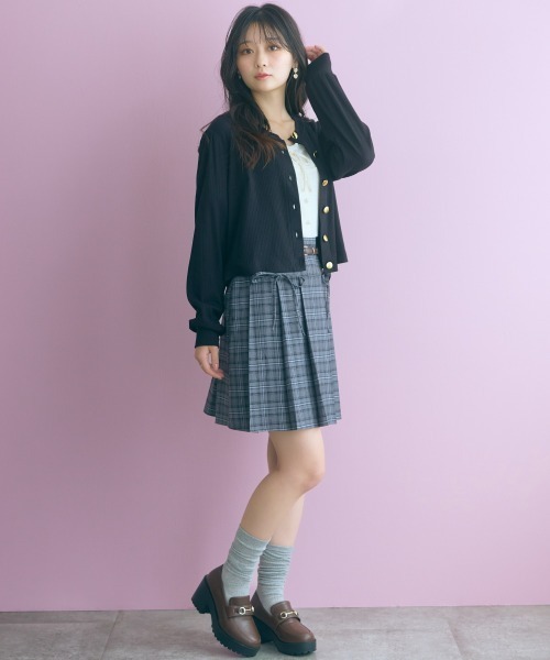 marun(マルン)の「<大きいサイズ>チェック柄プリーツショート丈スカート(ベルト付) marun(スカート・レディース・ホワイト系/グレー系・5L/4L/3L/LL/L)」の16枚目の写真