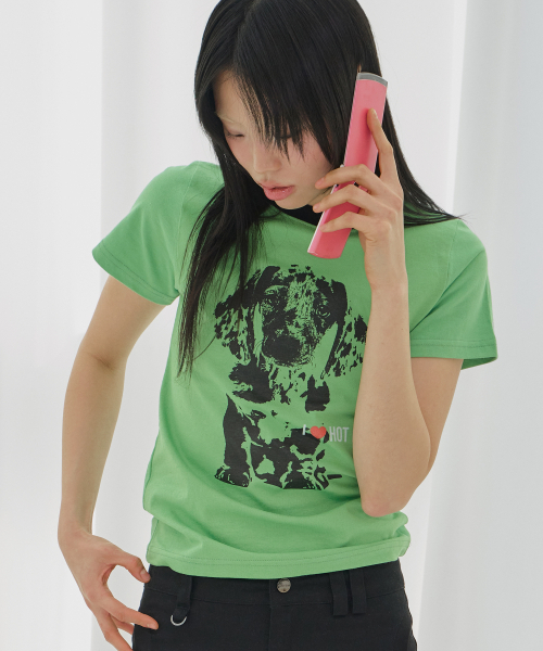 FANCY CLUB（ファンシークラブ）の「アイラブホットドッグTシャツ (グリーン) F26QB053（Tシャツ/カットソー・レディース・その他・ONE）」の2枚目の写真