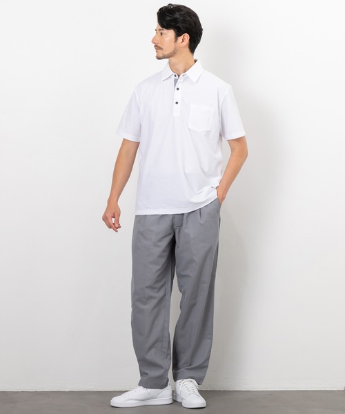 BTZ TOKYO(ビーティーゼットトウキョウ)の「【CLOTHES TRUCK】UVカット&吸汗速乾 カットサッカー共衿ポロシャツ ストレッチ素材(ポロシャツ・メンズ・ホワイト/ネイビー×ホワイト/ネイビー/チャコールグレー×ブラック/ブラック・L/M/LL)」の13枚目の写真