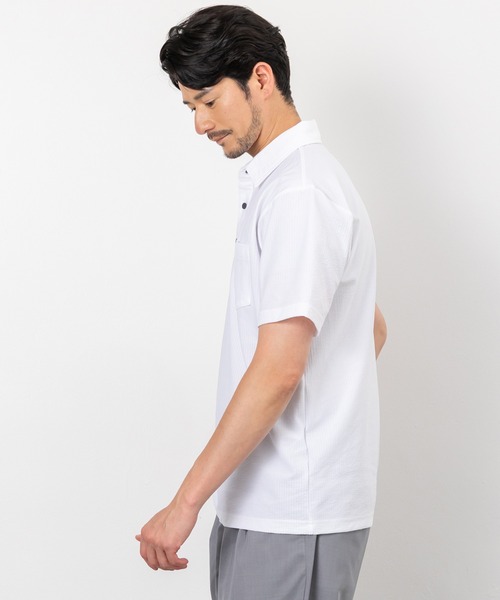BTZ TOKYO(ビーティーゼットトウキョウ)の「【CLOTHES TRUCK】UVカット&吸汗速乾 カットサッカー共衿ポロシャツ ストレッチ素材(ポロシャツ・メンズ・ホワイト/ネイビー×ホワイト/ネイビー/チャコールグレー×ブラック/ブラック・L/M/LL)」の17枚目の写真