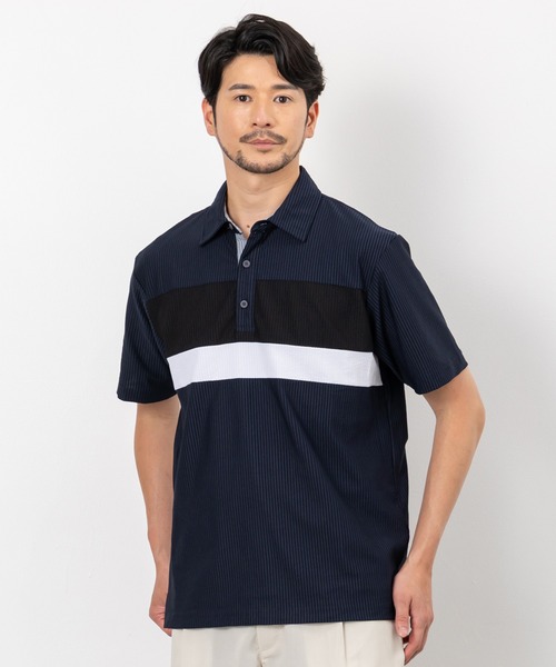 BTZ TOKYO(ビーティーゼットトウキョウ)の「【CLOTHES TRUCK】UVカット&吸汗速乾 カットサッカー共衿ポロシャツ ストレッチ素材(ポロシャツ・メンズ・ホワイト/ネイビー×ホワイト/ネイビー/チャコールグレー×ブラック/ブラック・L/M/LL)」の6枚目の写真