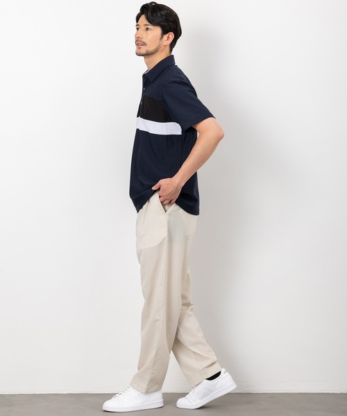BTZ TOKYO(ビーティーゼットトウキョウ)の「【CLOTHES TRUCK】UVカット&吸汗速乾 カットサッカー共衿ポロシャツ ストレッチ素材(ポロシャツ・メンズ・ホワイト/ネイビー×ホワイト/ネイビー/チャコールグレー×ブラック/ブラック・L/M/LL)」の7枚目の写真