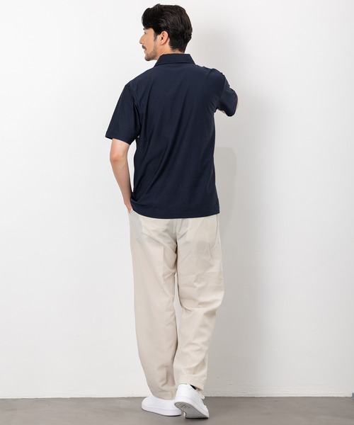 BTZ TOKYO(ビーティーゼットトウキョウ)の「【CLOTHES TRUCK】UVカット&吸汗速乾 カットサッカー共衿ポロシャツ ストレッチ素材(ポロシャツ・メンズ・ホワイト/ネイビー×ホワイト/ネイビー/チャコールグレー×ブラック/ブラック・L/M/LL)」の9枚目の写真