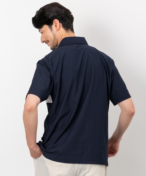 BTZ TOKYO(ビーティーゼットトウキョウ)の「【CLOTHES TRUCK】UVカット&吸汗速乾 カットサッカー共衿ポロシャツ ストレッチ素材(ポロシャツ・メンズ・ホワイト/ネイビー×ホワイト/ネイビー/チャコールグレー×ブラック/ブラック・L/M/LL)」の10枚目の写真