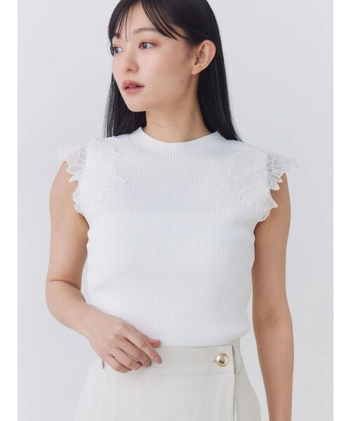 TONAL(トーナル)の「エンブロイダリーフレンチリブニット(ニット/セーター・レディース・ピンク/ブラック/オフホワイト・MEDIUM)」の19枚目の写真