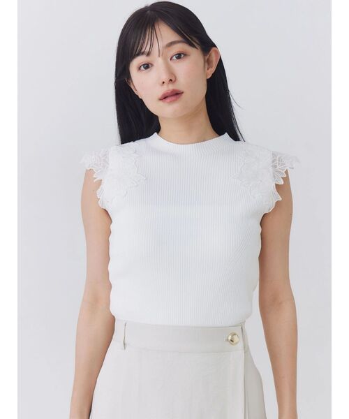 TONAL(トーナル)の「エンブロイダリーフレンチリブニット(ニット/セーター・レディース・ピンク/ブラック/オフホワイト・MEDIUM)」の20枚目の写真