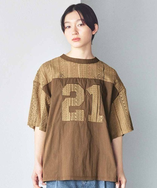 MEDE19F(メデジュウキュウ)の「MEDE19F レースナンバーコラージュトップス(その他トップス・レディース・オフホワイト/キャメル/ブラック・L/LL/M)」の1枚目の写真