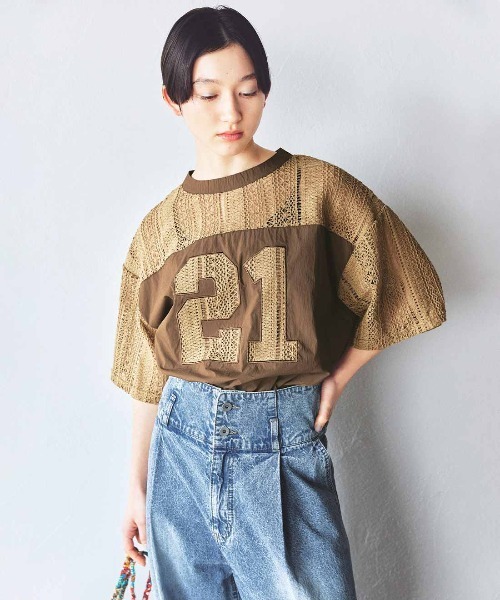 MEDE19F(メデジュウキュウ)の「MEDE19F レースナンバーコラージュトップス(その他トップス・レディース・オフホワイト/キャメル/ブラック・L/LL/M)」の15枚目の写真