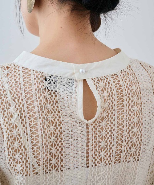 MEDE19F(メデジュウキュウ)の「MEDE19F レースナンバーコラージュトップス(その他トップス・レディース・オフホワイト/キャメル/ブラック・L/LL/M)」の7枚目の写真