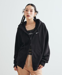 《セットアップ対応商品》ナイキ Studio Fleece ライトウェイト ウィメンズ オーバーサイズド フルジップ パーカー / Nike Studio Fleece Lightweight Women's Oversized Full-Zip Hoodie IM8109-001 Total Black