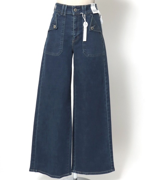 SOMETHING(サムシング)の「SOMETHING(サムシング)LISA FRONT FLAP WIDE/フラップポケットワイドデニムパンツ(デニムパンツ・レディース・インディゴブルー/ワンウォッシュ/ブラック・S/M)」の4枚目の写真