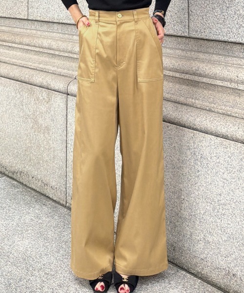 JENNE（ジェンヌ）の「日本製シルクタッチキュプラコットンパンツ（その他パンツ・レディース・ブラック/シャンパン・LARGE/MEDIUM/SMALL）」の2枚目の写真
