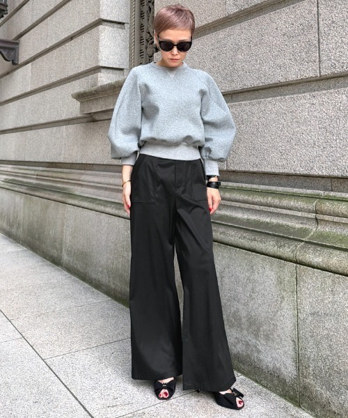 JENNE（ジェンヌ）の「日本製シルクタッチキュプラコットンパンツ（その他パンツ・レディース・ブラック/シャンパン・LARGE/MEDIUM/SMALL）」の3枚目の写真