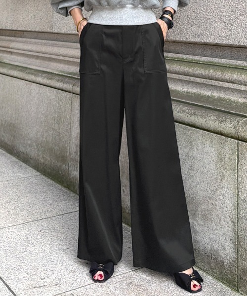 JENNE（ジェンヌ）の「日本製シルクタッチキュプラコットンパンツ（その他パンツ・レディース・ブラック/シャンパン・LARGE/MEDIUM/SMALL）」の6枚目の写真