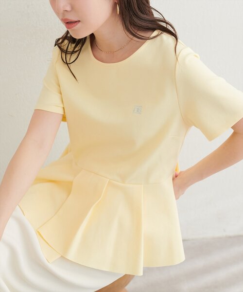 natural couture(ナチュラルクチュール)の「ちびロゴ刺繍ペプラムT(Tシャツ/カットソー・レディース・ネイビー/イエロー/ピンク/オフホワイト・FREE)」の17枚目の写真