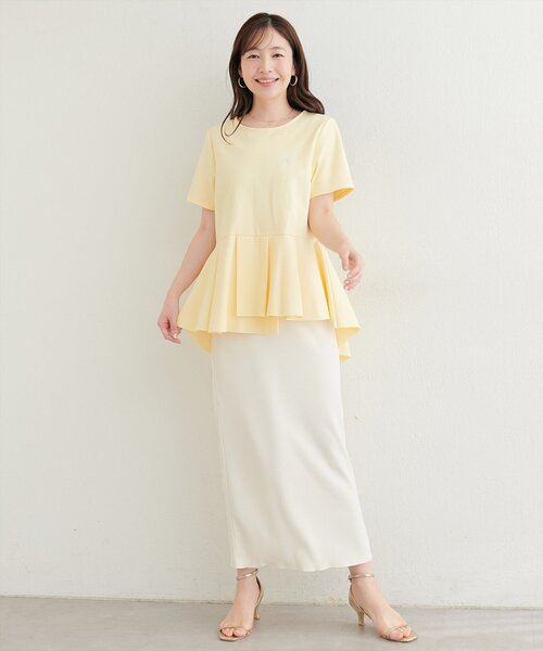 natural couture(ナチュラルクチュール)の「ちびロゴ刺繍ペプラムT(Tシャツ/カットソー・レディース・ネイビー/イエロー/ピンク/オフホワイト・FREE)」の20枚目の写真
