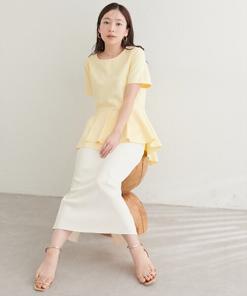 natural couture(ナチュラルクチュール)の「ちびロゴ刺繍ペプラムT(Tシャツ/カットソー・レディース・ネイビー/イエロー/ピンク/オフホワイト・FREE)」の21枚目の写真