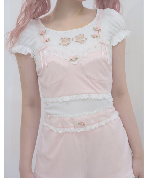 Fiorforte(フィオルフォルテ)の「petit rose bralette tops(キャミソール・レディース・マルチ/ピンク・FREE)」の1枚目の写真