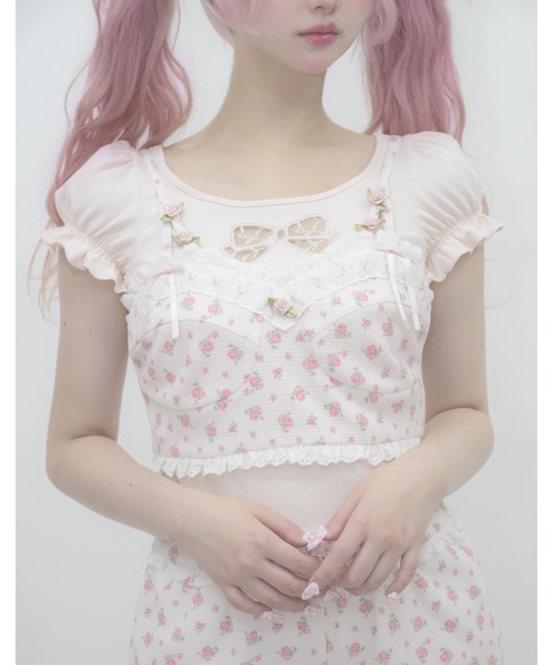 Fiorforte(フィオルフォルテ)の「petit rose bralette tops(キャミソール・レディース・マルチ/ピンク・FREE)」の2枚目の写真