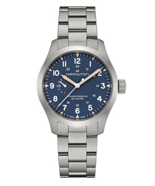 HAMILTON（ハミルトン）の「HAMILTON [ハミルトン] 腕時計 Khaki Field （カーキ フィールド） Power Reserve メカニカル 機械式 40MM ブルー×シルバー（アナログ腕時計・メンズ・ブルー・FREE）」の2枚目の写真