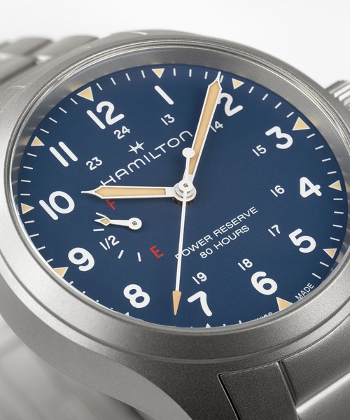 HAMILTON（ハミルトン）の「HAMILTON [ハミルトン] 腕時計 Khaki Field （カーキ フィールド） Power Reserve メカニカル 機械式 40MM ブルー×シルバー（アナログ腕時計・メンズ・ブルー・FREE）」の5枚目の写真