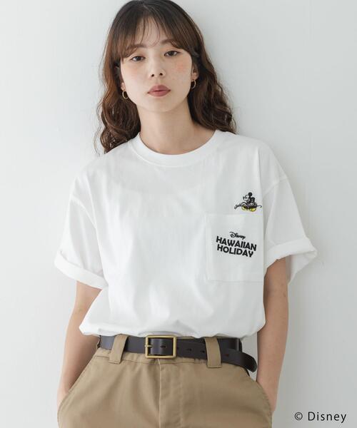 URBAN RESEARCH Sonny Label(アーバンリサーチサニーレーベル)の「別注/DISNEY/ポケット付きTシャツ(Tシャツ/カットソー・レディース・ベージュ/オフホワイト/チャコールグレー・FREE)」の6枚目の写真