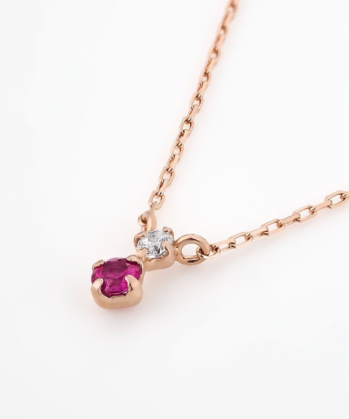 4℃(ヨンドシー)の「【7月誕生石】K10ピンクゴールド ルビー ネックレス(ネックレス・レディース・ピンクゴールド・FREE)」の2枚目の写真