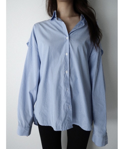 CladdA(クラタ)の「back banding shirt(シャツ/ブラウス・レディース・ライトブルー・FREE)」の1枚目の写真