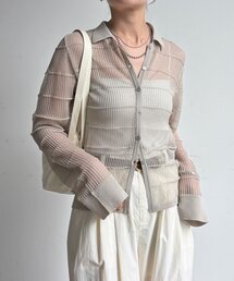 【WEB限定】針抜きボーダーニットシャツ