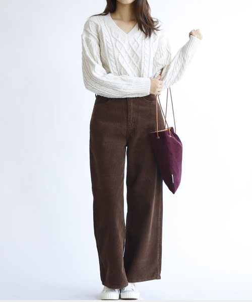 SOCHARMING(ソーチャーミング)の「コーデュロイミニバッグ-4カラー(エコバッグ/サブバッグ・レディース・ネイビー/ブラウン/アイボリー/バーガンディー・FREE)」の9枚目の写真