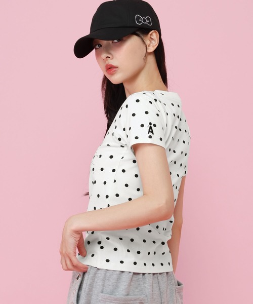 ALAND(エーランド)の「【ハローキティ】ラインストーンチビTシャツ(Tシャツ/カットソー・レディース・ホワイト/ピンク・FREE)」の19枚目の写真