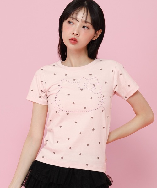 ALAND(エーランド)の「【ハローキティ】ラインストーンチビTシャツ(Tシャツ/カットソー・レディース・ホワイト/ピンク・FREE)」の7枚目の写真