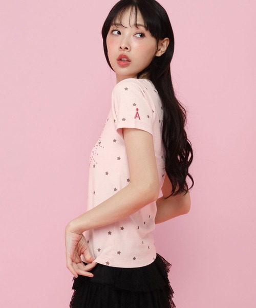 ALAND(エーランド)の「【ハローキティ】ラインストーンチビTシャツ(Tシャツ/カットソー・レディース・ホワイト/ピンク・FREE)」の8枚目の写真