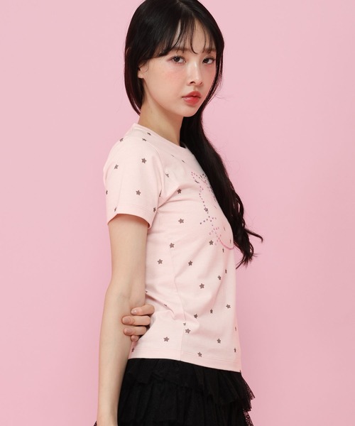 ALAND(エーランド)の「【ハローキティ】ラインストーンチビTシャツ(Tシャツ/カットソー・レディース・ホワイト/ピンク・FREE)」の11枚目の写真